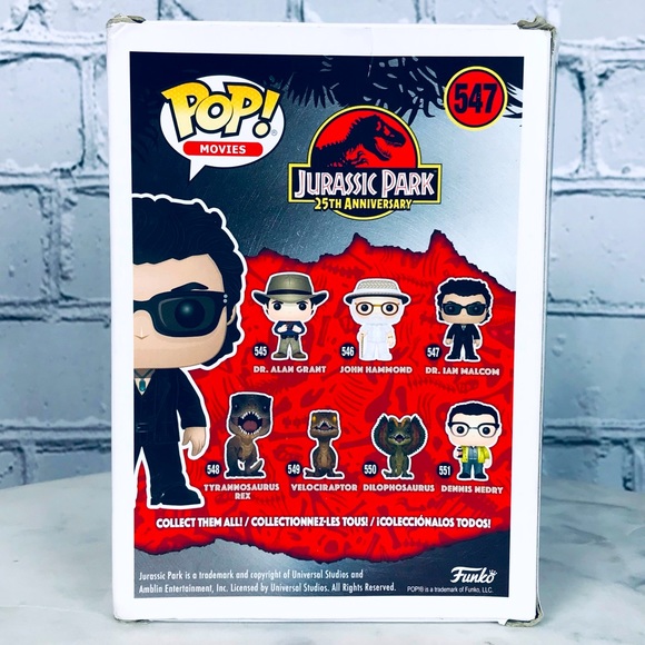 Funko Pop Movies Dr. Ian Malcom #547 Jurassic Park 25th Anniversary Collectibles - Picture 3 of 6